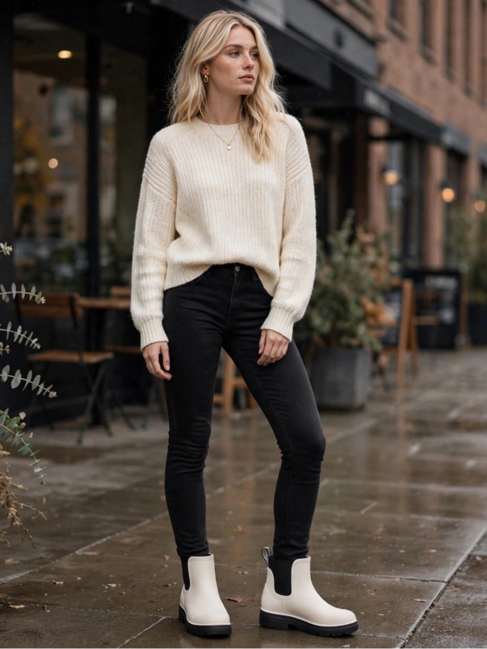 UGG Women's Short Chelsea Waterproof Boot in Cream and Black
